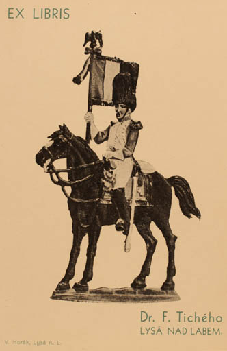 Exlibris by ? Unbekannt from Unknown for Dr. F. Ticheho - Horse Military/War Horseman/Rider 