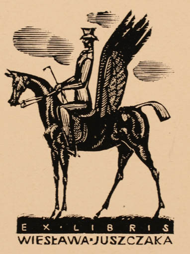 Exlibris by ? Unbekannt from Unknown for Wieslawa Juszczaka - Pegasus Horseman/Rider 