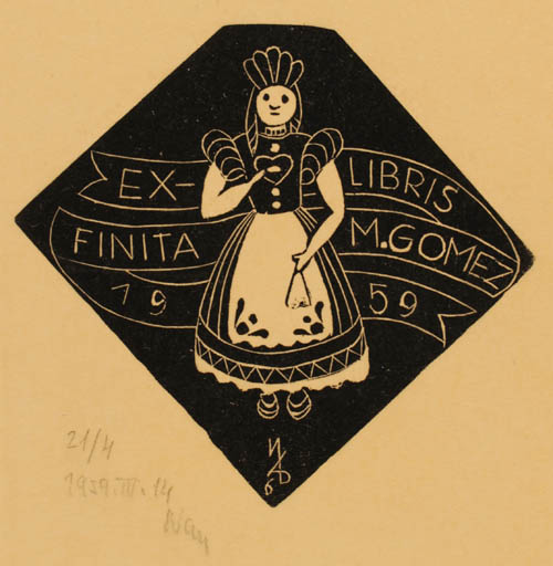 Exlibris by ? Unbekannt from Unknown for Finita M. Gomez - Woman 