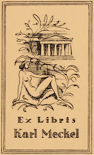 Exlibris by ? Unbekannt from Unknown for Karl Meckel - Classical antiquity Woman 