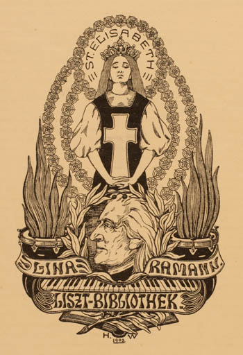 Exlibris by ? Unbekannt from Unknown for Lina Ramann - Music Religion 