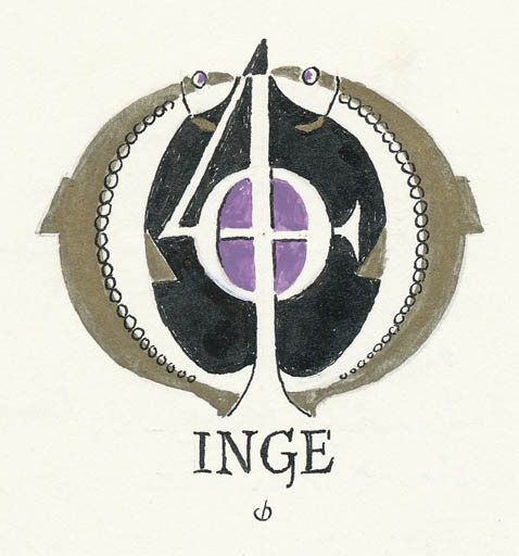 Exlibris by Christian Blæsbjerg from Denmark for Inge Rödel - Fish 