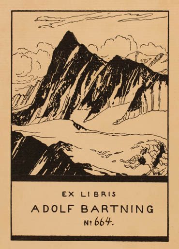 Exlibris by ? Unbekannt from Unknown for Adolf Bartning - Mountain Scenery/Landscape 