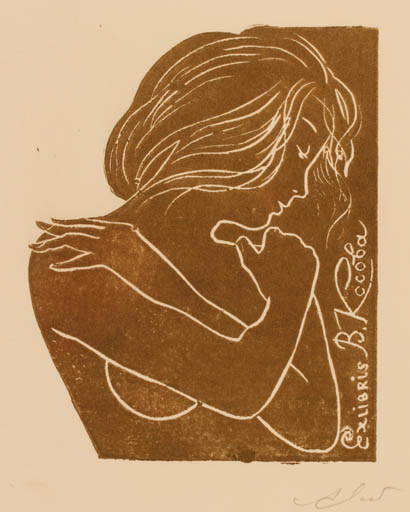 Exlibris by ? Unbekannt from Unknown for B. Kosova - Woman 