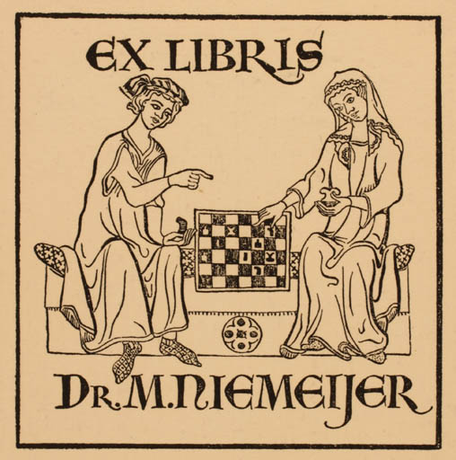 Exlibris by ? Unbekannt from Unknown for Dr. M. Niemeijer - Couple Sport/game 