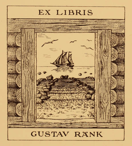 Exlibris by ? Unbekannt from Unknown for Gustav Ränk - Maritime Ship/Boat 