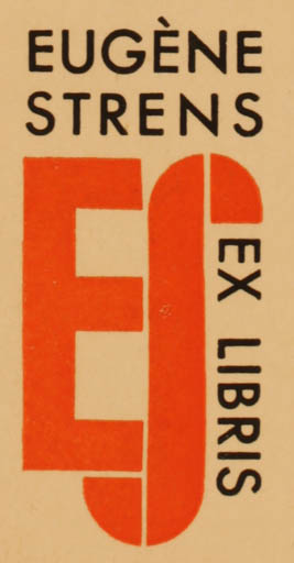 Exlibris by ? Unbekannt from Unknown for Eugene Strens - Monogram Text/Writing 
