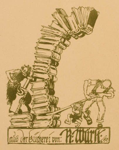 Exlibris by ? Unbekannt from Unknown for R. Würst - Book Devil Drama 