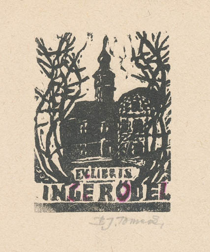 Exlibris by Bronislav Josef Tomecki from Poland for Inge Rödel - Architecture 