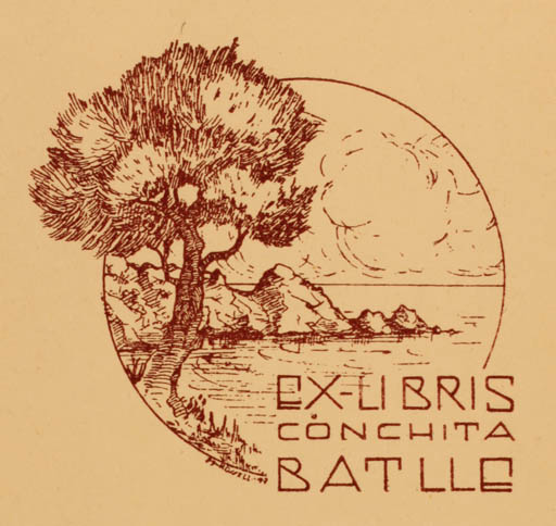 Exlibris by ? Unbekannt from Unknown for Conchita Battle - Scenery/Landscape Tree 