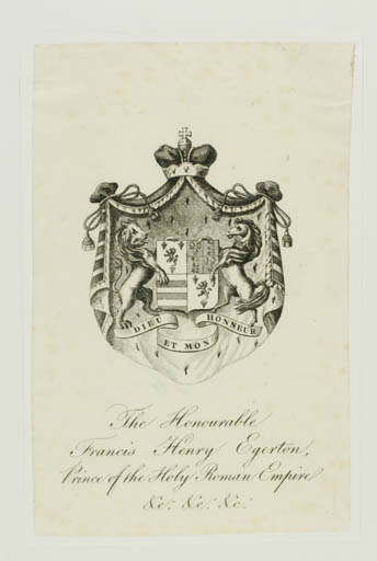 Exlibris by ? ? from Great Britain for Francis Henry Ellesmere Egerton - Heraldry Historical Person Regent/royalty 