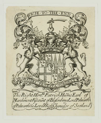 Exlibris by ? ? from Great Britain for Patrick Hume - Heraldry Historical Person Regent/royalty 