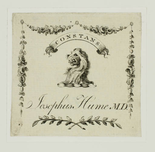 Exlibris by ? ? from Great Britain for Josephus, M.D. Hume - Historical Person 