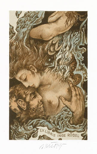 Exlibris by Bohumil Kratky from Czechoslovakia for Inge Rödel - Erotica 