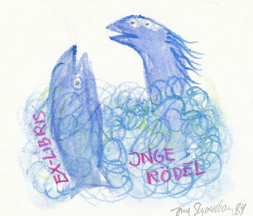 Exlibris by Erik Skjoldborg from Denmark for Inge Rödel - 