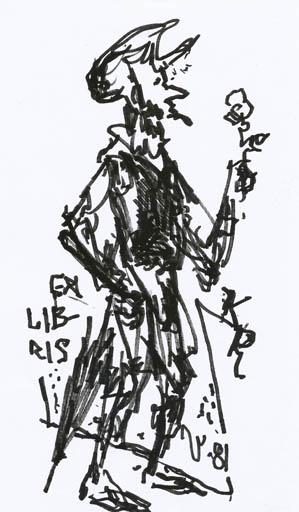 Exlibris by Jaroslav Vodrazka from Czechoslovakia for Klaus Rödel - Don Quijote Literature 