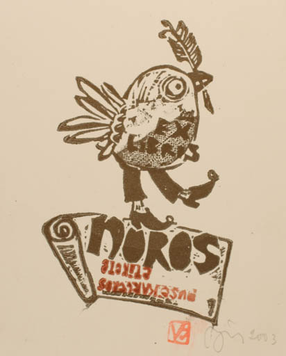 Exlibris by Valerijonas Vytautas Jucys from Lithuania for Noros ? - Bird 
