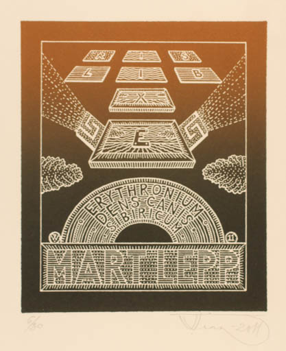 Exlibris by Vello Vinn from Estonia for Mart Lepp - Printing technique 