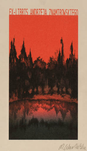 Exlibris by Marta Wartalska from Poland for Andrzeja Znamirowskiego - Forest 