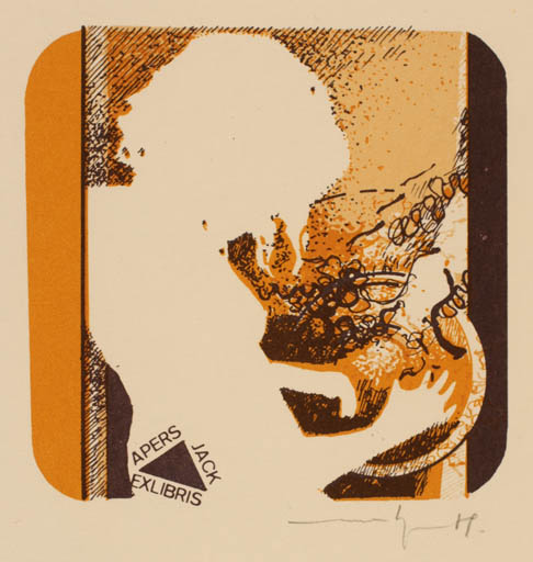 Exlibris by Martin R. Baeyens from Belgium for Jack Apers - Woman 
