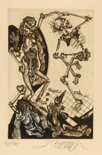 Exlibris by Leo Bednarik from Slovak Republic for Giorgio Frigo - Death 