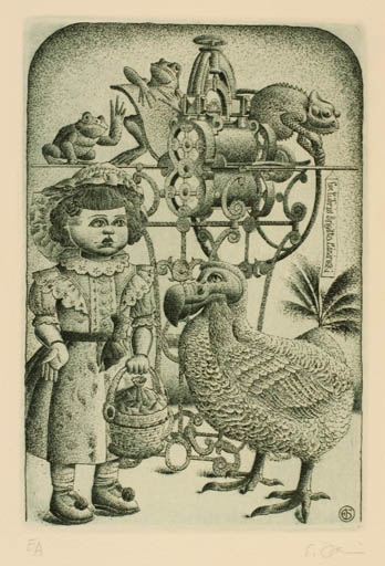 Exlibris by Erhard Beitz from Germany for Brigitta Lizinski - Child Fauna Bird 