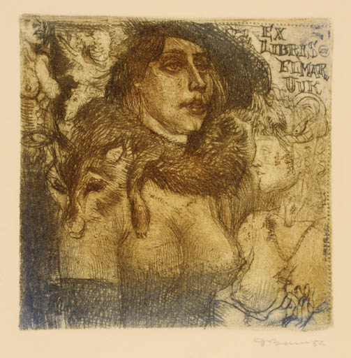 Exlibris by David Bekker from Ukraine for Elmar Vuk - Woman 