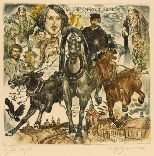 Exlibris by David Bekker from Ukraine for Margot Schmitz - Group Horse 
