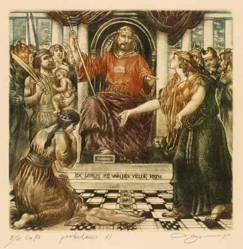 Exlibris by David Bekker from Ukraine for P. E. Van der Velde - Classical antiquity Group Religion 