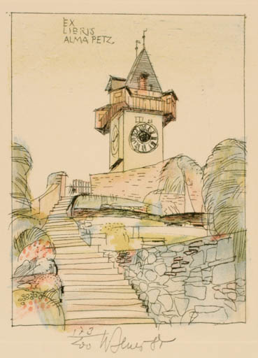 Exlibris by Karel Benes from Czech Republic for ? ? - Architecture 