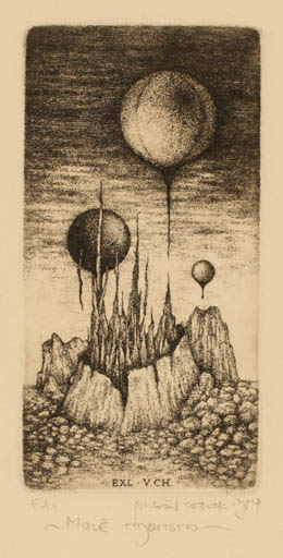 Exlibris by Zdenek Bugan from Slovak Republic for ? V. CH. - Scenery/Landscape Surrealism 