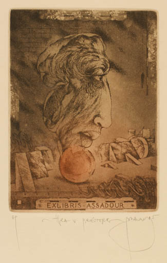 Exlibris by Zdenek Bugan from Slovak Republic for ? Assadour - Portrait Surrealism 
