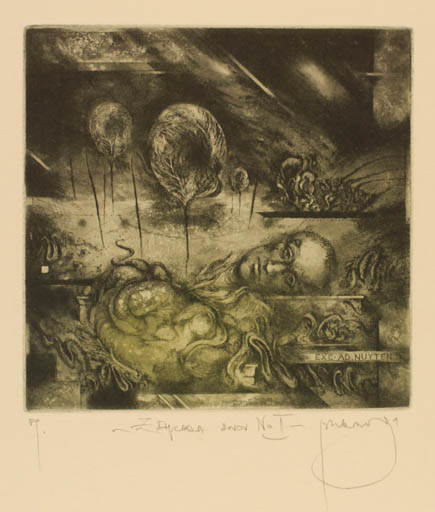 Exlibris by Zdenek Bugan from Slovak Republic for AD. Nuyten - Scenery/Landscape Man Portrait 