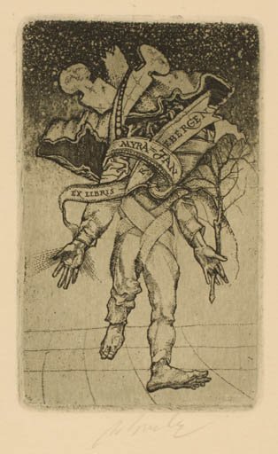 Exlibris by Augustinas Virgilijus Burba from Lithuania for ? ? - Hand(s) Surrealism 