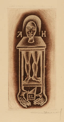 Exlibris by Alfonsas Cepaukas from Lithuania for ? A.H. - Hand(s) Portrait 
