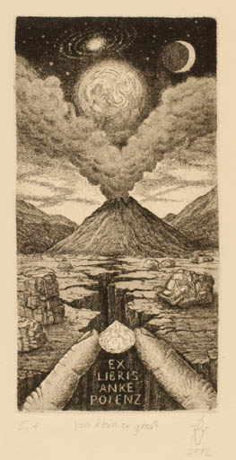 Exlibris by Andreas Raub from Germany for Anke Polenz - Cosmos Scenery/Landscape 