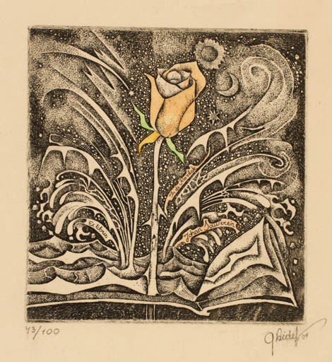 Exlibris by Grazina Didelyte from Lithuania for Johannes Souverein - Flower 