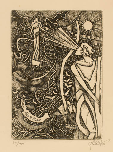 Exlibris by Grazina Didelyte from Lithuania for Paul G. Becker - Couple 