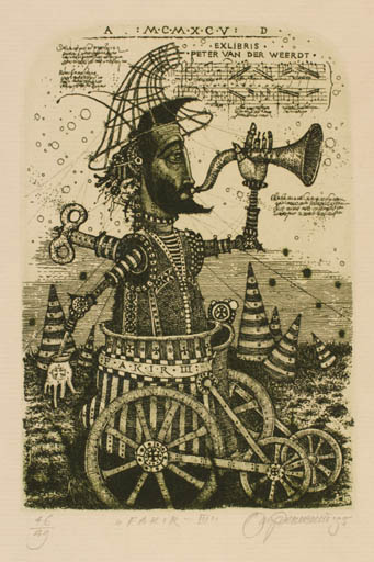 Exlibris by Oleg Denysenko from Ukraine for Peter van der Weerdt - Music 