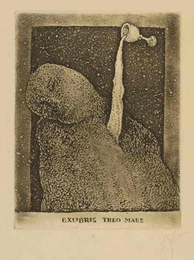 Exlibris by Stasys Eidrigevicius from Lithuania for Theo Maes - Portrait Wine 