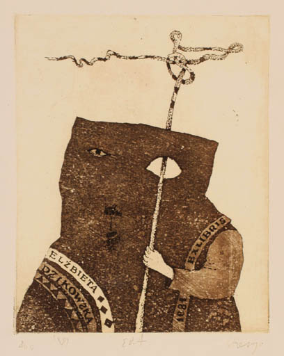 Exlibris by Stasys Eidrigevicius from Lithuania for Elzbieta Dzikowska - Portrait 