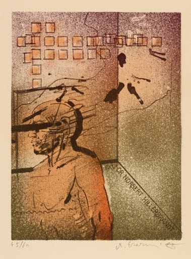 Exlibris by Milan Erazim from Czech Republic for Dr. Norbert Hillerbrandt - Man 
