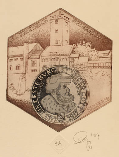 Exlibris by Olaf Gropp from Germany for Fredrich Weinreich - Architecture Portrait 
