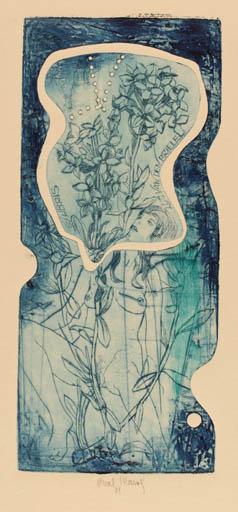 Exlibris by Pavel Hlavaty from Czechoslovakia for Luc van den Briele - Flower Woman 