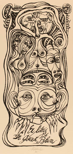 Exlibris by Jaroslav Horanek from Czechoslovakia for Dr. Gernot Blum - Woman Surrealism 