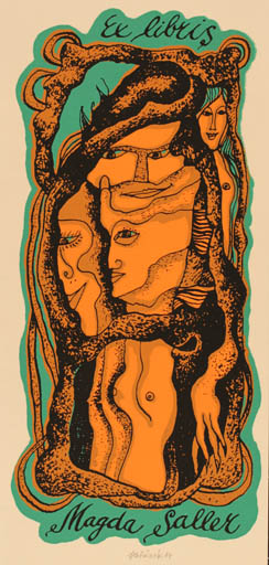 Exlibris by Jaroslav Horanek from Czechoslovakia for Magda Saller - Group Woman Portrait 