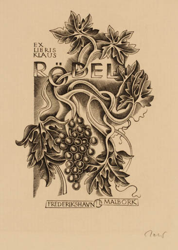 Exlibris by Wojciech Jakubowski from Poland for Klaus Rödel - Wine 