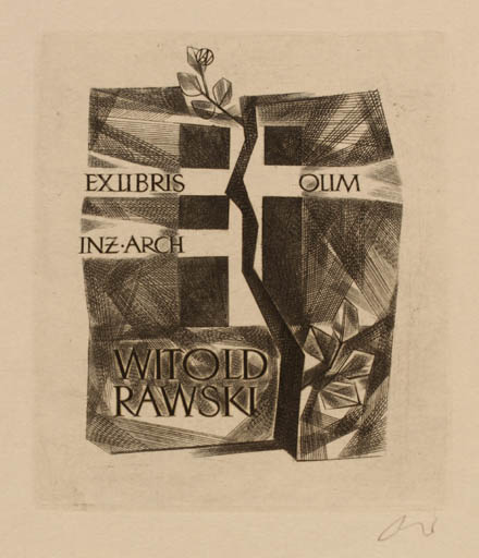 Exlibris by Wojciech Jakubowski from Poland for Olim Inz. Arch Witoldrawski - 