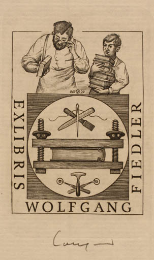 Exlibris by Wojciech Jakubowski from Poland for Wolfgang Fiedler - Working Book 