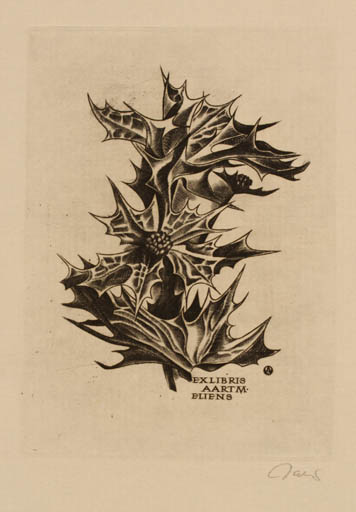 Exlibris by Wojciech Jakubowski from Poland for Aart Eliens - Flower 